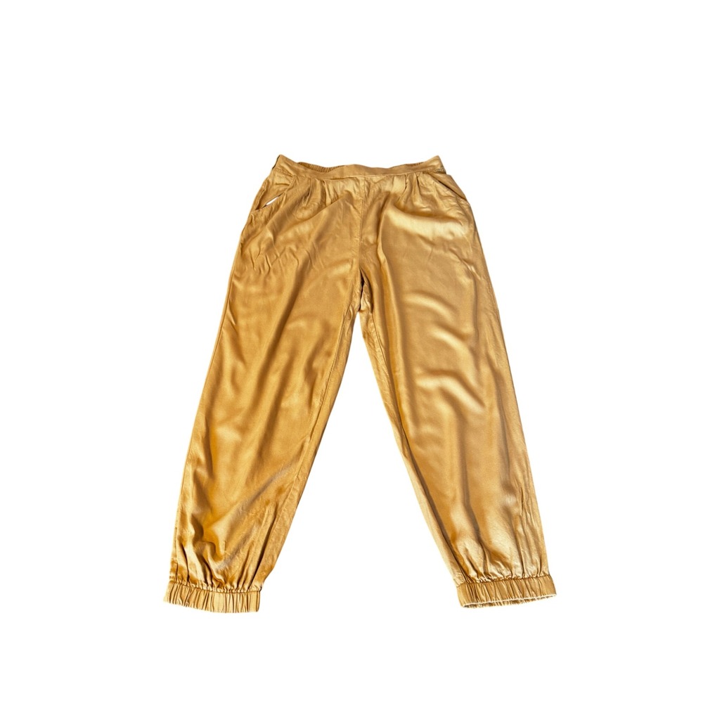 Guess Women's Beige Joggers Elastic Waist Tapered Pants SZ L